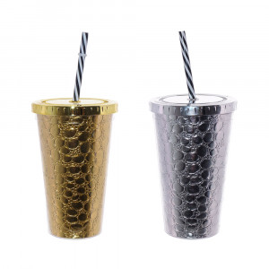 266557 Стакан с крышкой и трубочкой 500 мл пластик РЕМЕКО