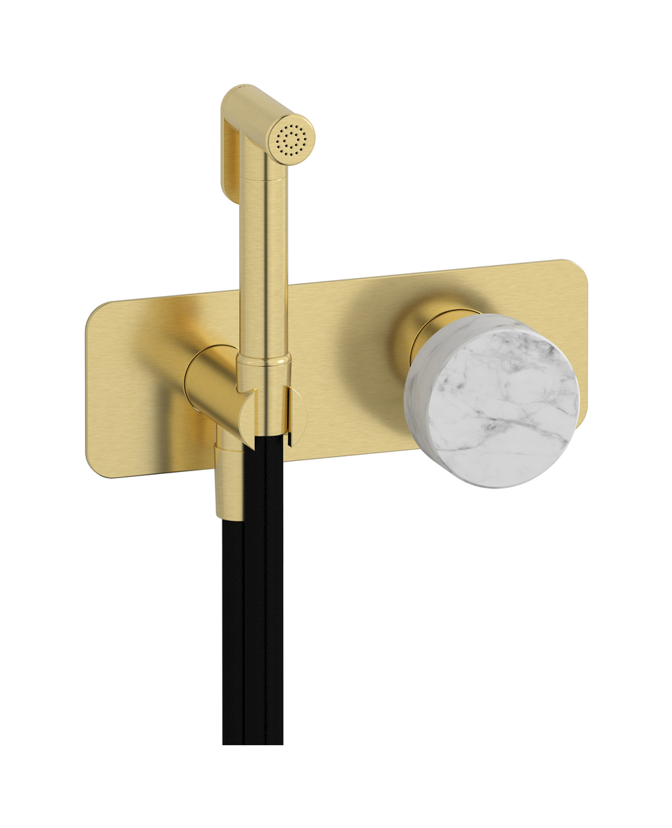 Внешние части гигенического душа со смесителем. WE ARE IB mr706is_1 Brushed Pale Gold Marmo