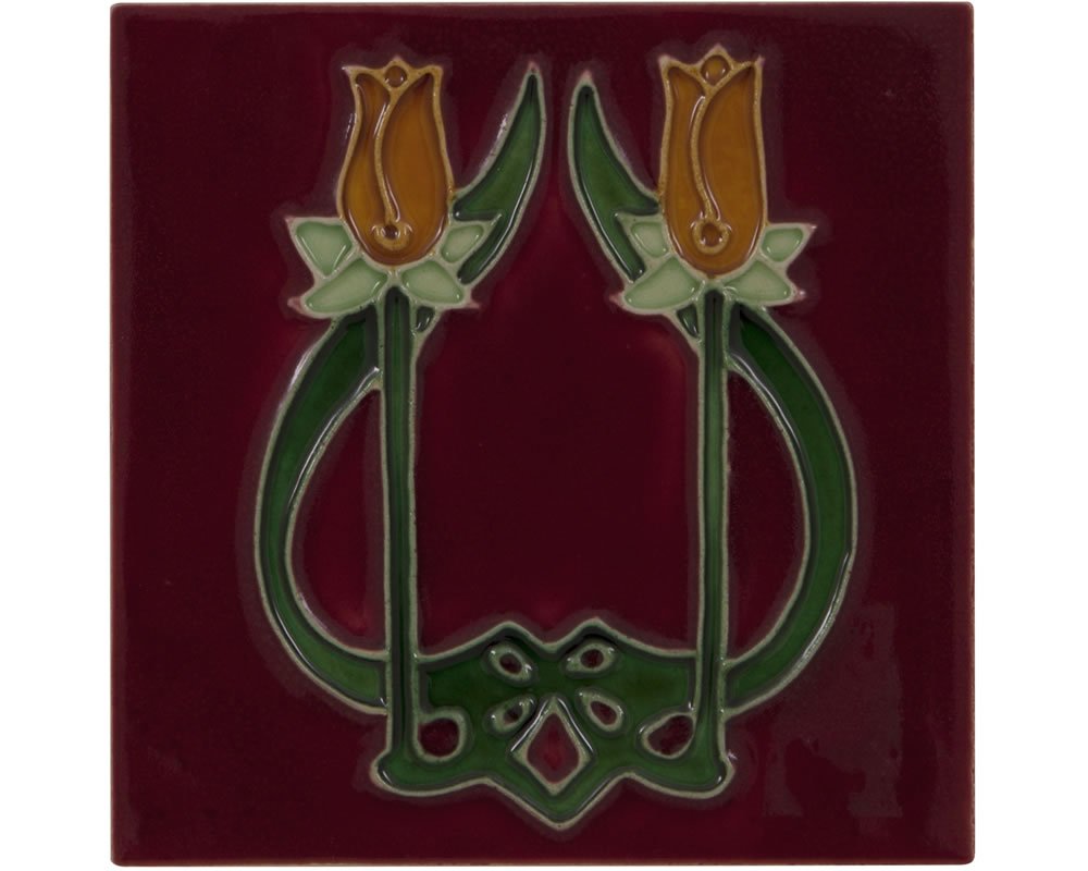 LGC085 Набор из 10 оранжевых тюльпанов на красных плитках Сarronheating 