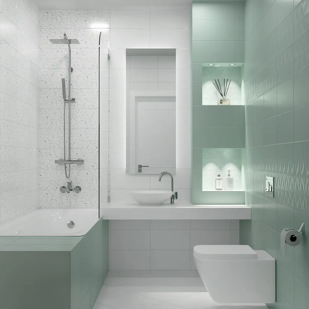 Плитка настенная Mersey Mono A0554G24101 20x40 см 1.6 м² матовая цвет мята 89352897 STLM-2002619 Santreyd - Вид №6