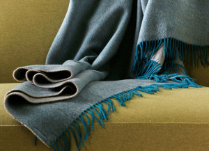 KATM_CE плед бирюзовый 130/170 шерсть меринос, 240 г/м2 Blanc des Vosges