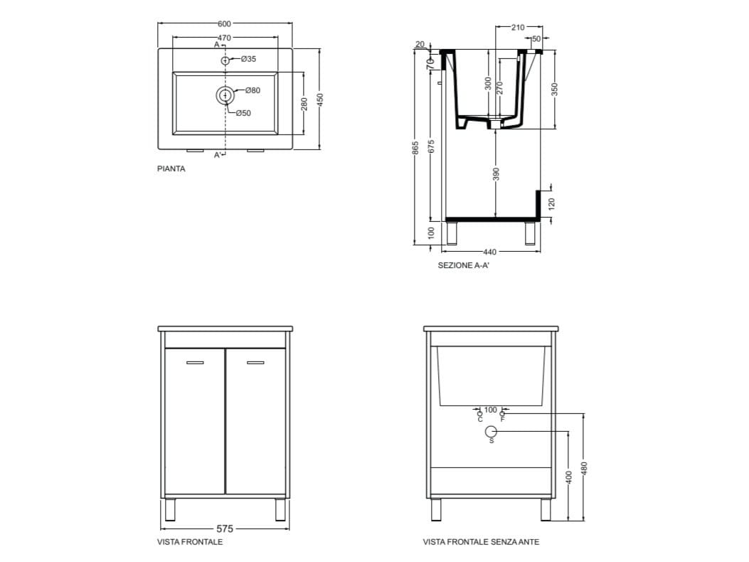 Шкаф для белья со стиральной машиной COLAVENE Prisma ARCH-00091668 - Вид №5