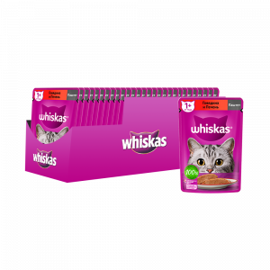ПР0059371*28 Корм для кошек говядина, печень паштет пауч 75г (упаковка - 28 шт) WHISKAS