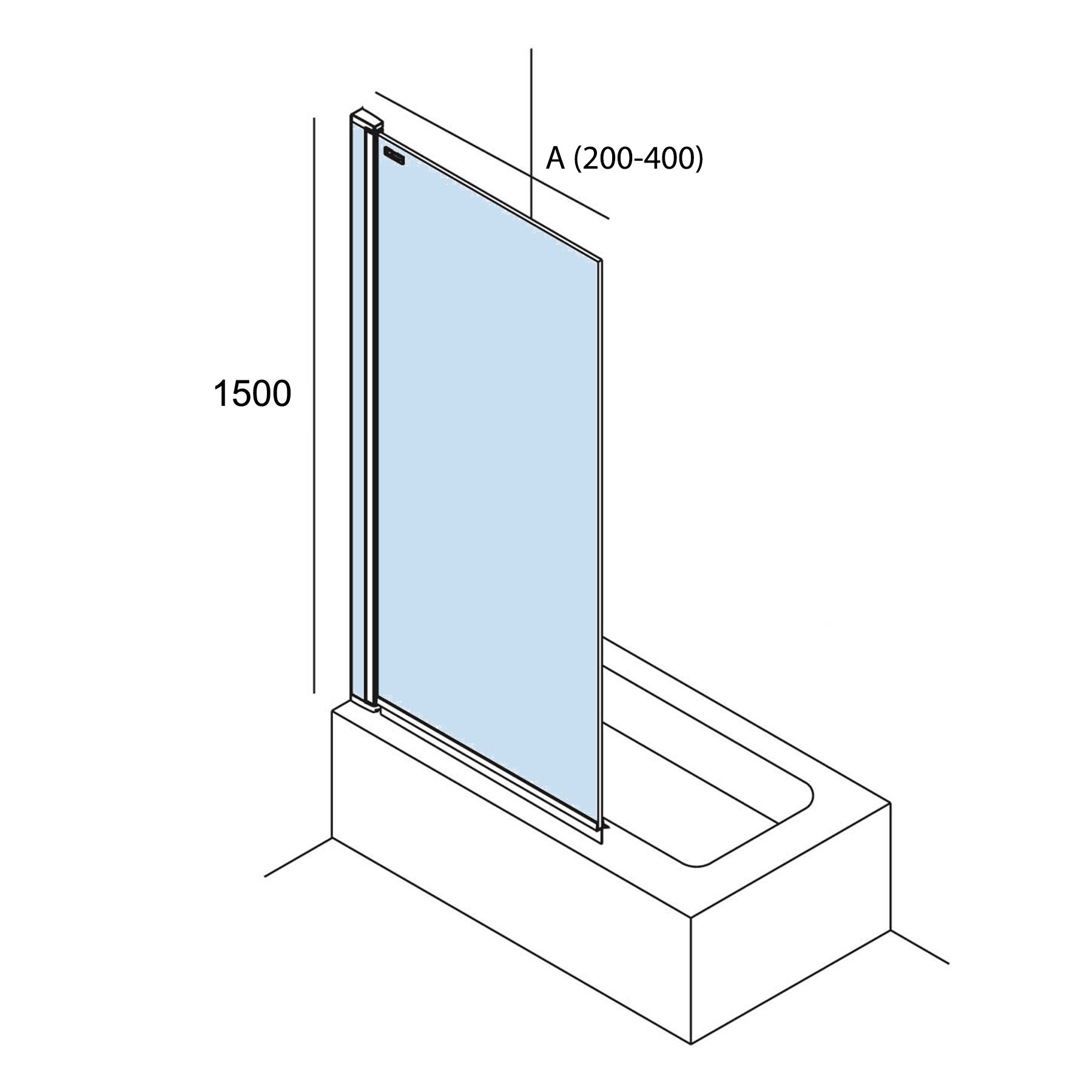 26907 SALGAR Душевая перегородка HEAVEN BATH Walk в ванне с анти-известковым покрытием Fumé Deco 5 до 400 x 1500 мм  - Вид №1