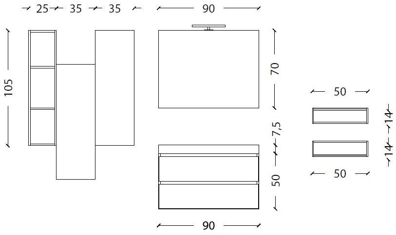 Mobiltesino Подвесная тумба под умывальник из ламината с зеркалом Cromo sun-id-1378639 - Вид №4