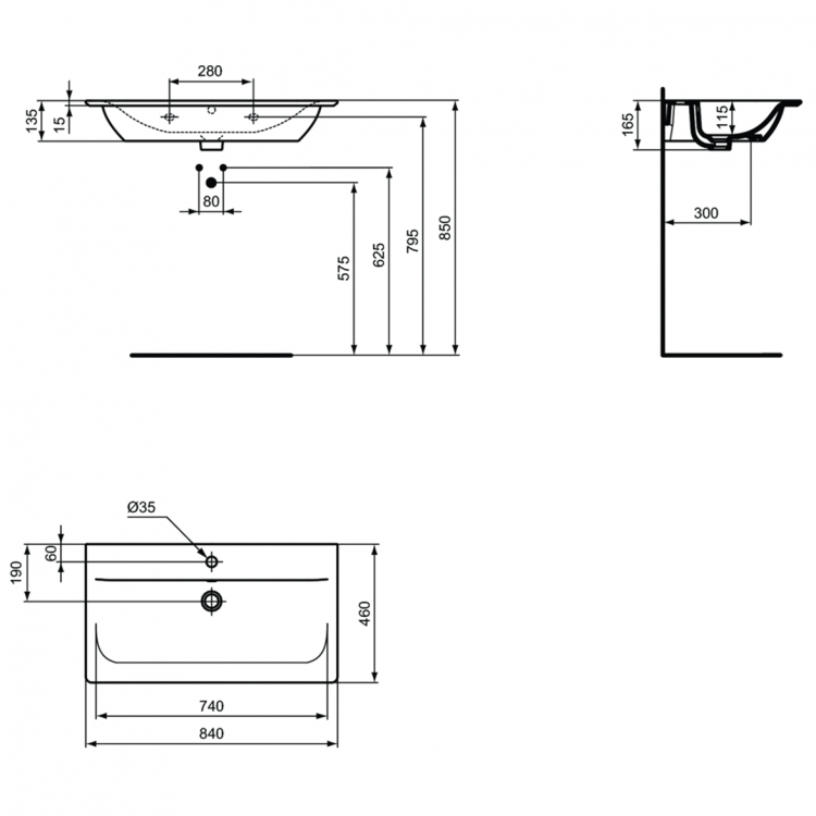 E027901 Раковина 84 см Ideal Standard CONNECT AIR - Вид №9