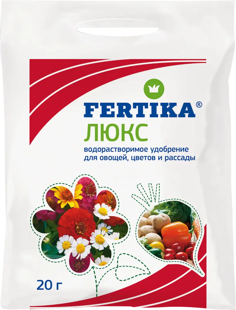 FERTIKA Люкс — водорастворимое удобрение для цветов и овощей 20 г 82527423