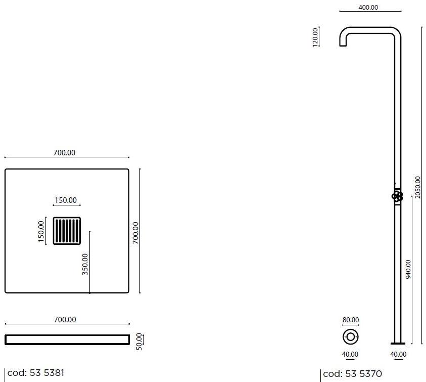 PAOLELLI GARDEN Летний душ из нержавеющей стали Cimento 53 5200 - Вид №2