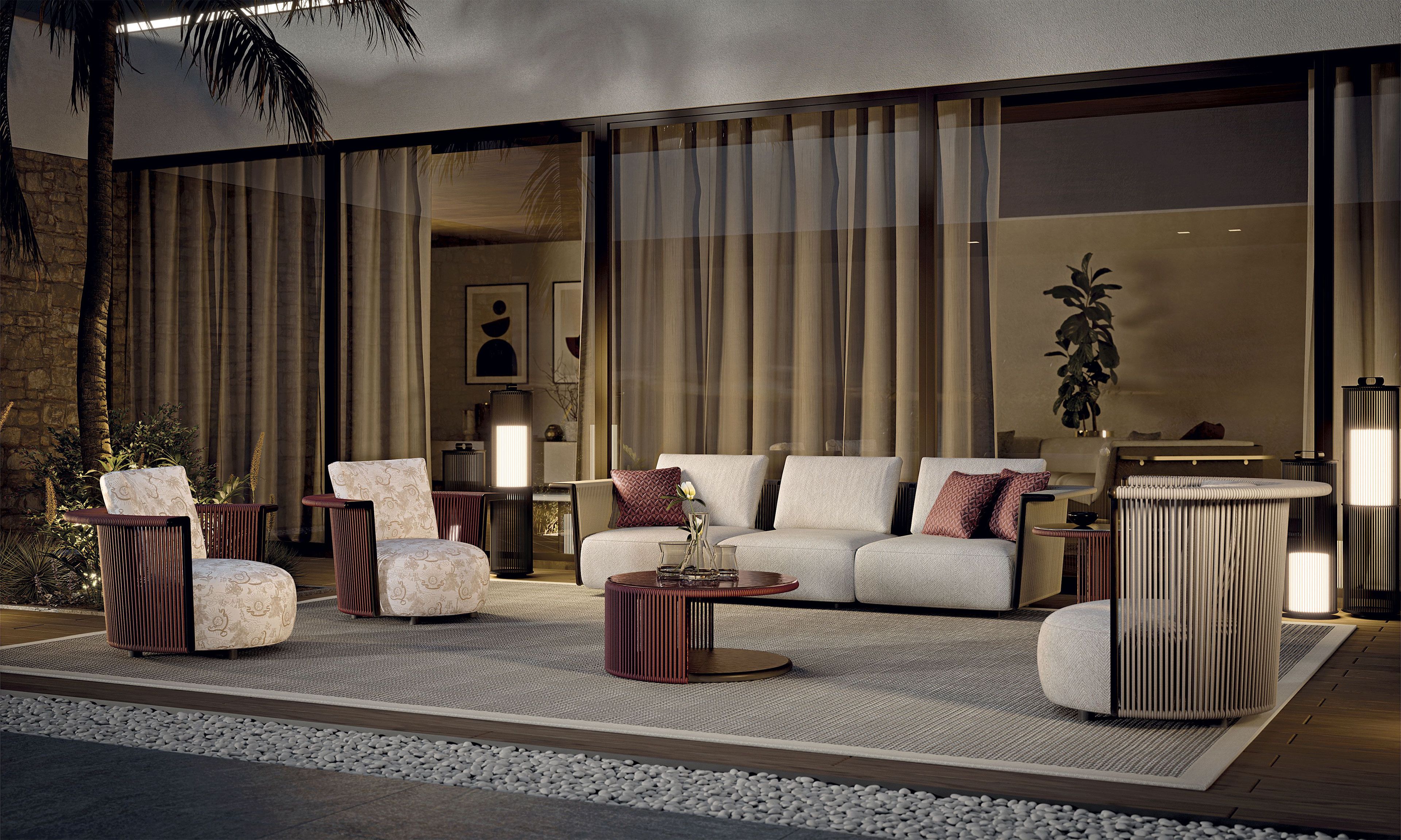 3-местный тканевый модульный садовый диван Longhi курорт ARCH-00015256 - Вид №1