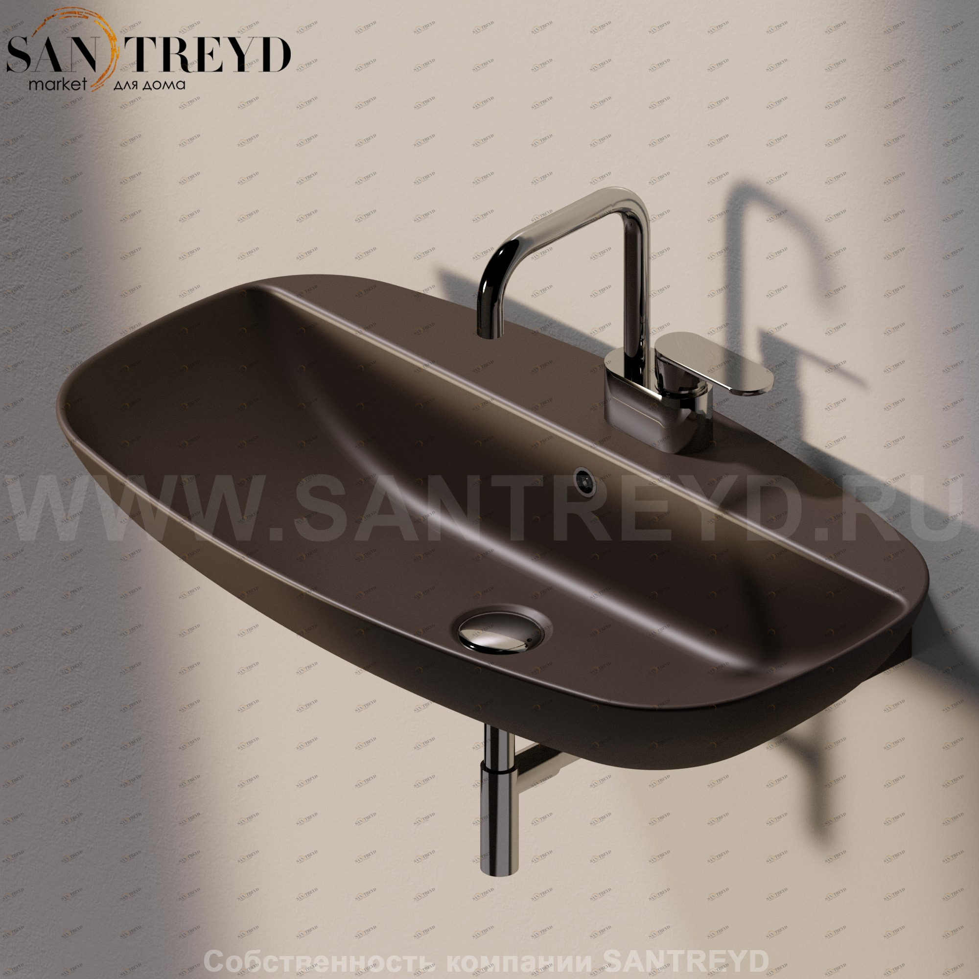 ND75PR.7006 Подвесная раковина настенная прямоугольная Ceramica Flaminia Nuda черная