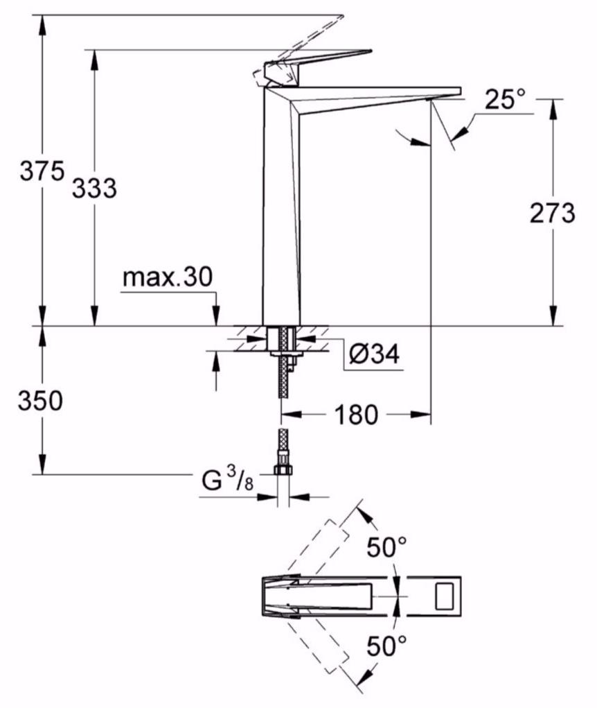 Смеситель для раковины GROHE Allure Brilliant, свободностоящий, хром (23114000) - Вид №1