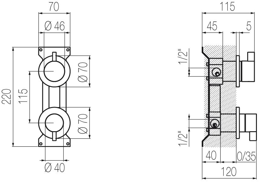 Radomonte Смеситель для душа из нержавеющей стали на 2 отверстия с переключателем Toox Txq5 - Вид №1