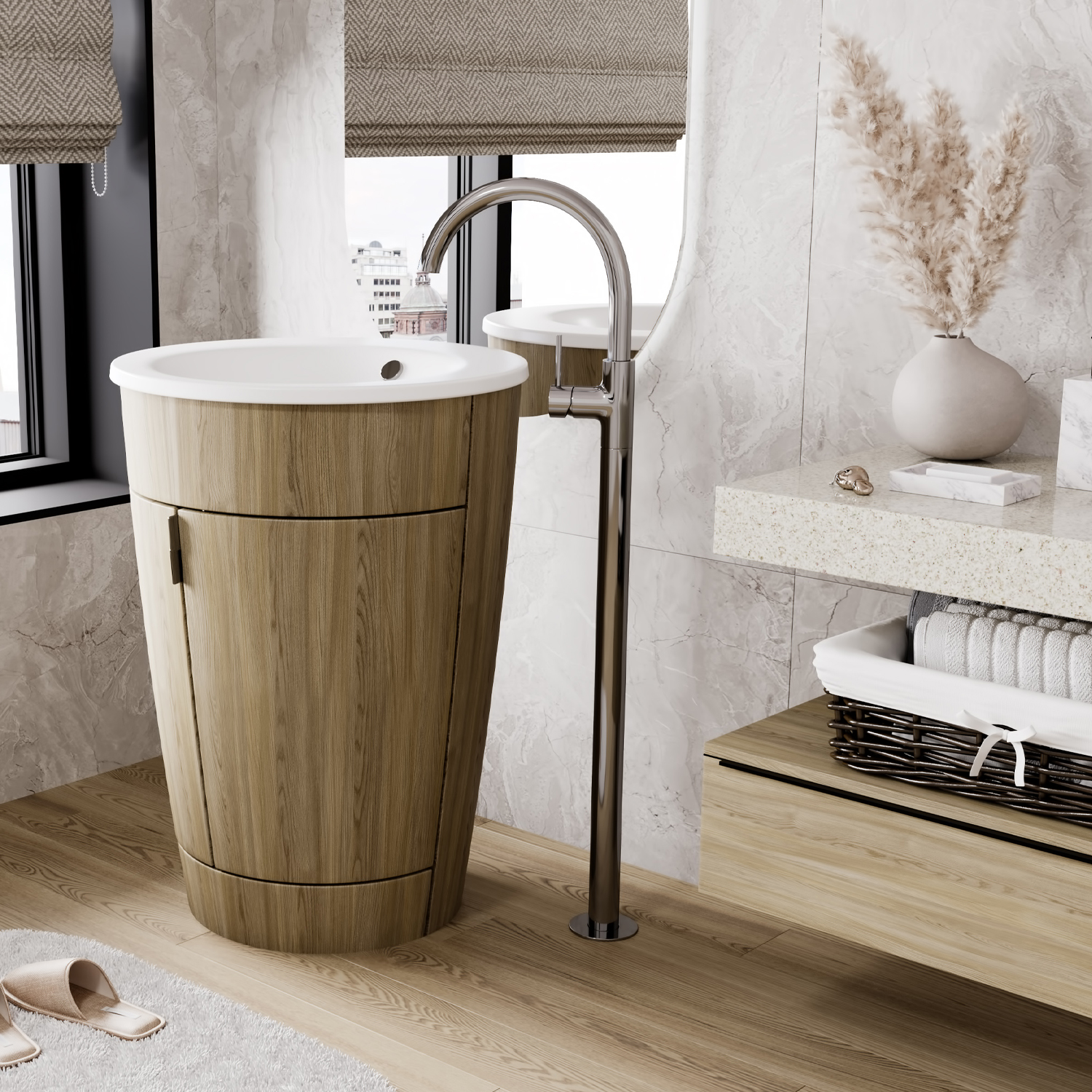 4153 Main Смеситель напольный для раковины WasserKRAFT Main 4100  - Вид №3