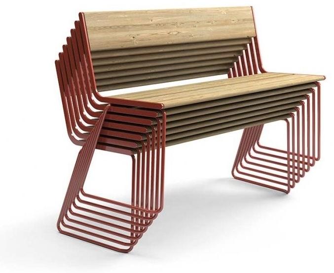 VESTRE Скамья из стали и дерева со спинкой April go sun-id-1474803 - Вид №3