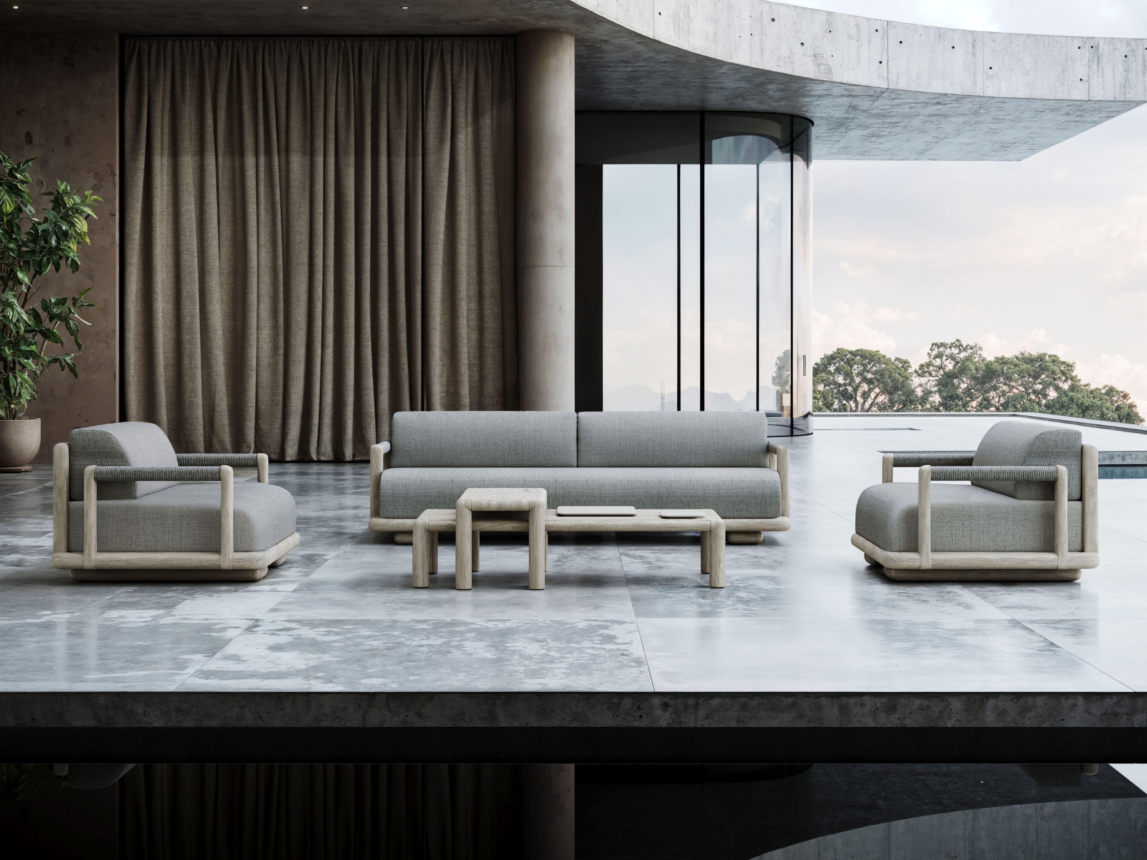 3-местный тканевый садовый диван SNOC Caleo ARCH-00017186