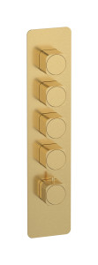 External part of thermostatic 4 ways, square plate, vertical, Coral handle WE ARE IB eua416osneo_2 Brushed Gold Aqua