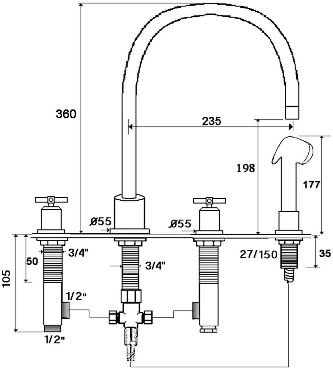 rvb Смеситель для кухни, устанавливаемой на столешнице, с вытяжным душем Sully 4032.--.28 - Вид №1