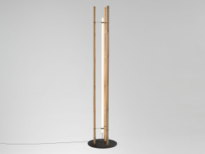 Светодиодный торшер из боросиликатного стекла и бамбука