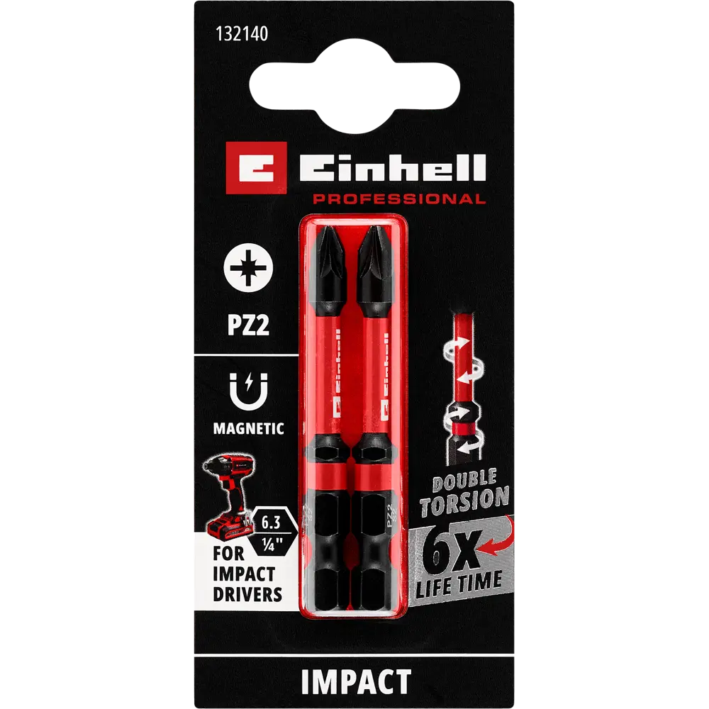 Бита ударная магнитная Einhell 132140 PZ2x60 мм, 2 шт STLM-2015978