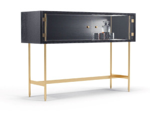 Деревянный и стеклянный барный шкаф