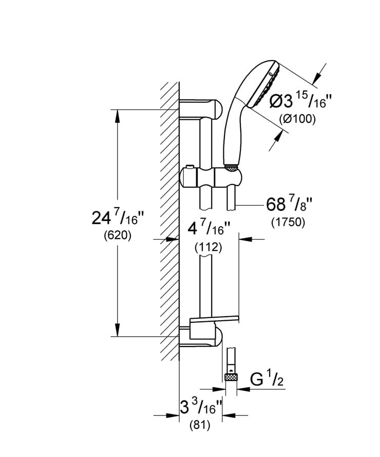 Подъемный стержень с ручным душем с шлангом с мыльницей Grohe Storma 100 ARCH-00041459 - Вид №3