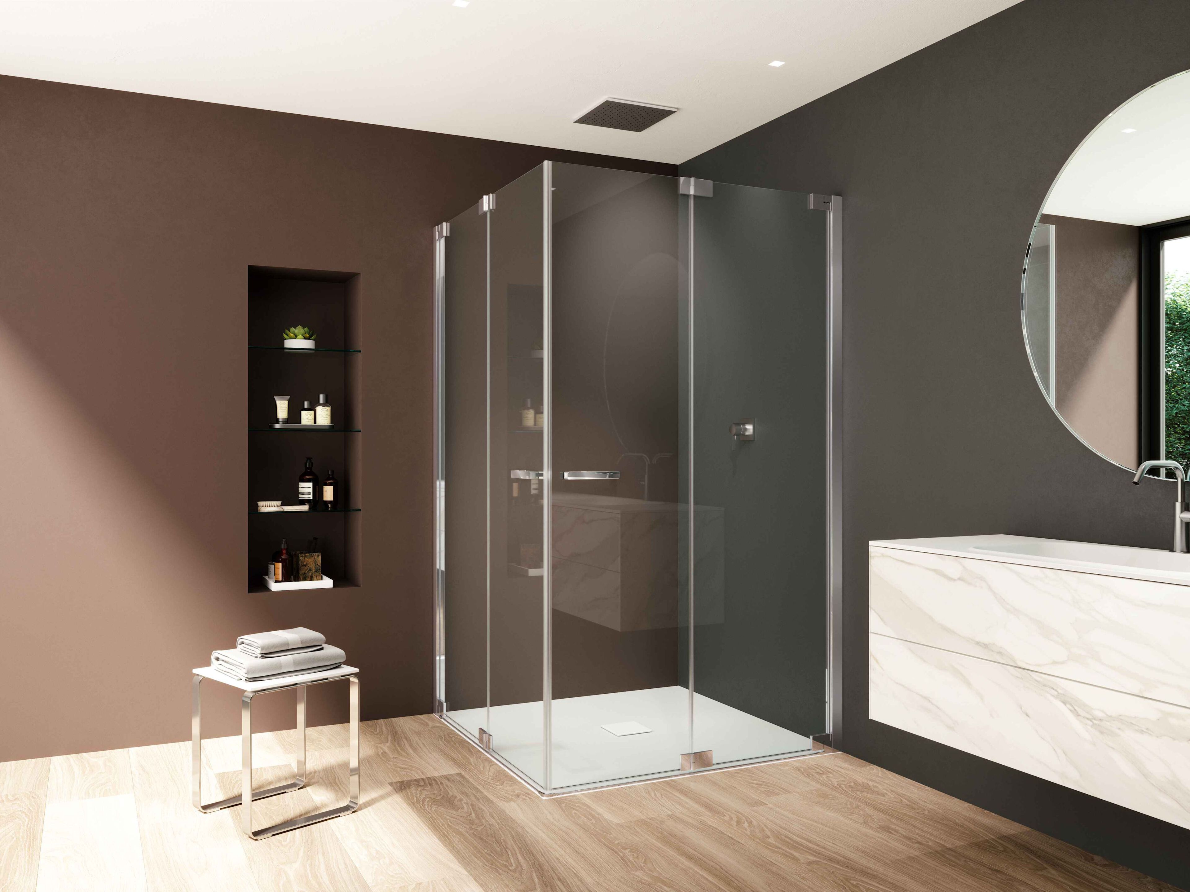 Стеклянная угловая душевая кабина с распашной дверью Provex Industrie E-Lite ARCH-00010671 - Вид №1