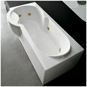 Ванна Gruppo treesse Simona V5677-SX-GD белая с  золотой фурнитурой и гидромассажем прямоугольная левая