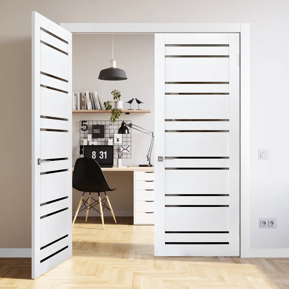 Комплект двери Artens Уна со стеклом 70x200 см Hardflex белый без доборов STLM-2171339 - Вид №2