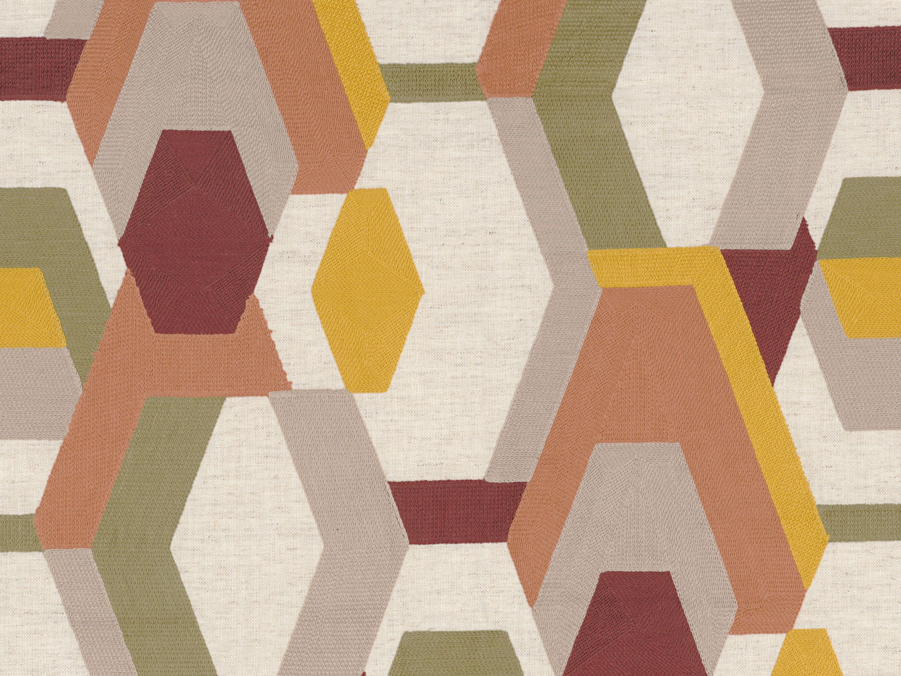 Многоцветная вышитая ткань с графическими узорами Casamance Point de Vue ARCH-00047117