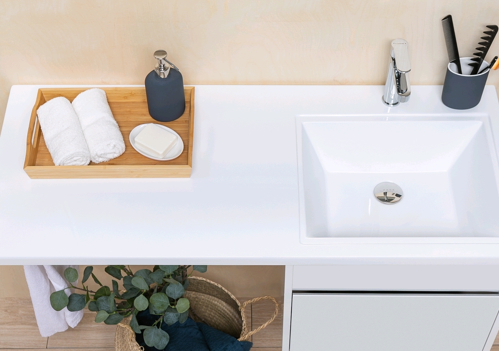 Тумба с раковиной Aquanet Токио 110 R белый (напольная, 1 ящик, 2 дверцы) 0023774400235498 - Вид №14