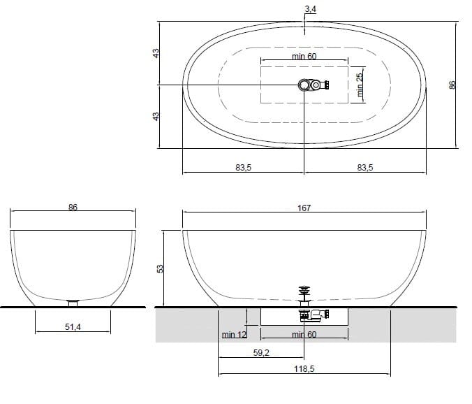 Овальная ванна в центре комнаты в Cristalmood® Antoniolupi REFLEX ARCH-00120140 - Вид №4