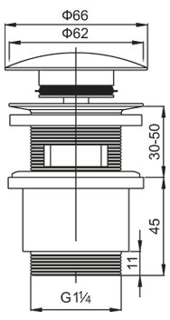 Донный клапан с системой "Клик-клак" с переливом Cezares CZR-SAT5-03 ARTICOLI VARI - Вид №1