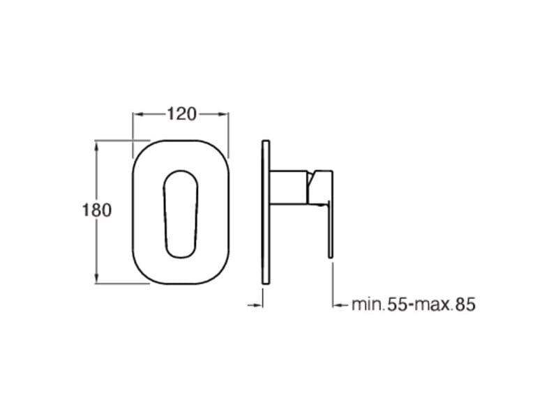 Однорычажный смеситель для душа с пластиной CRISTINA Rubinetterie OK@Y CRIOK656 ARCH-00069011 - Вид №2