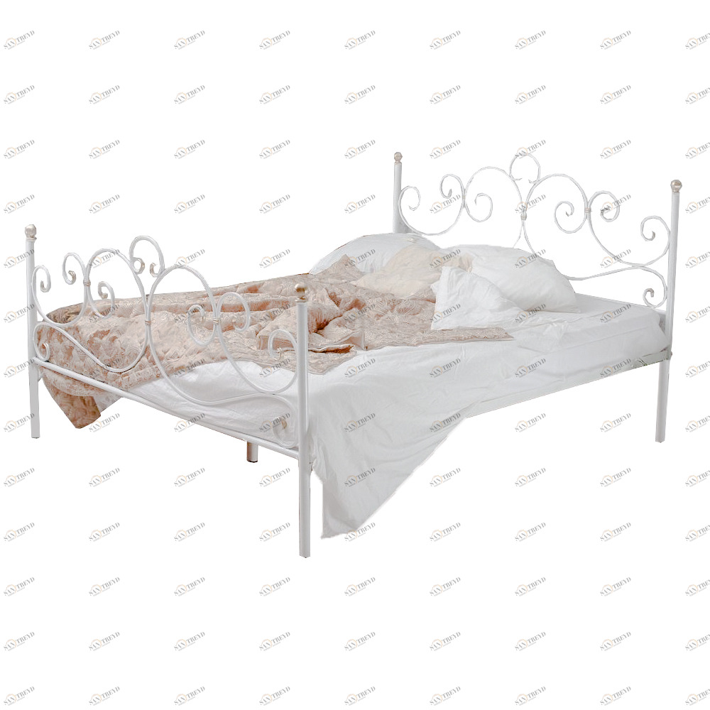 Кованая двуспальная кровать 160х200 с двумя спинками белая "Флоренция" FRANCESCO ROSSI ФЛОРЕНЦИЯ 134676 Белый