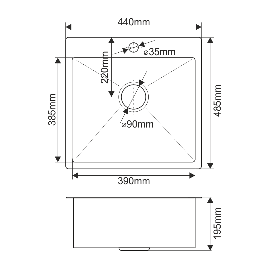 Мойка H44485 MELANA ProfLine 3,0/200 САТИН врезная прямоугольная H44485 H44485 2 сатин - Вид №1