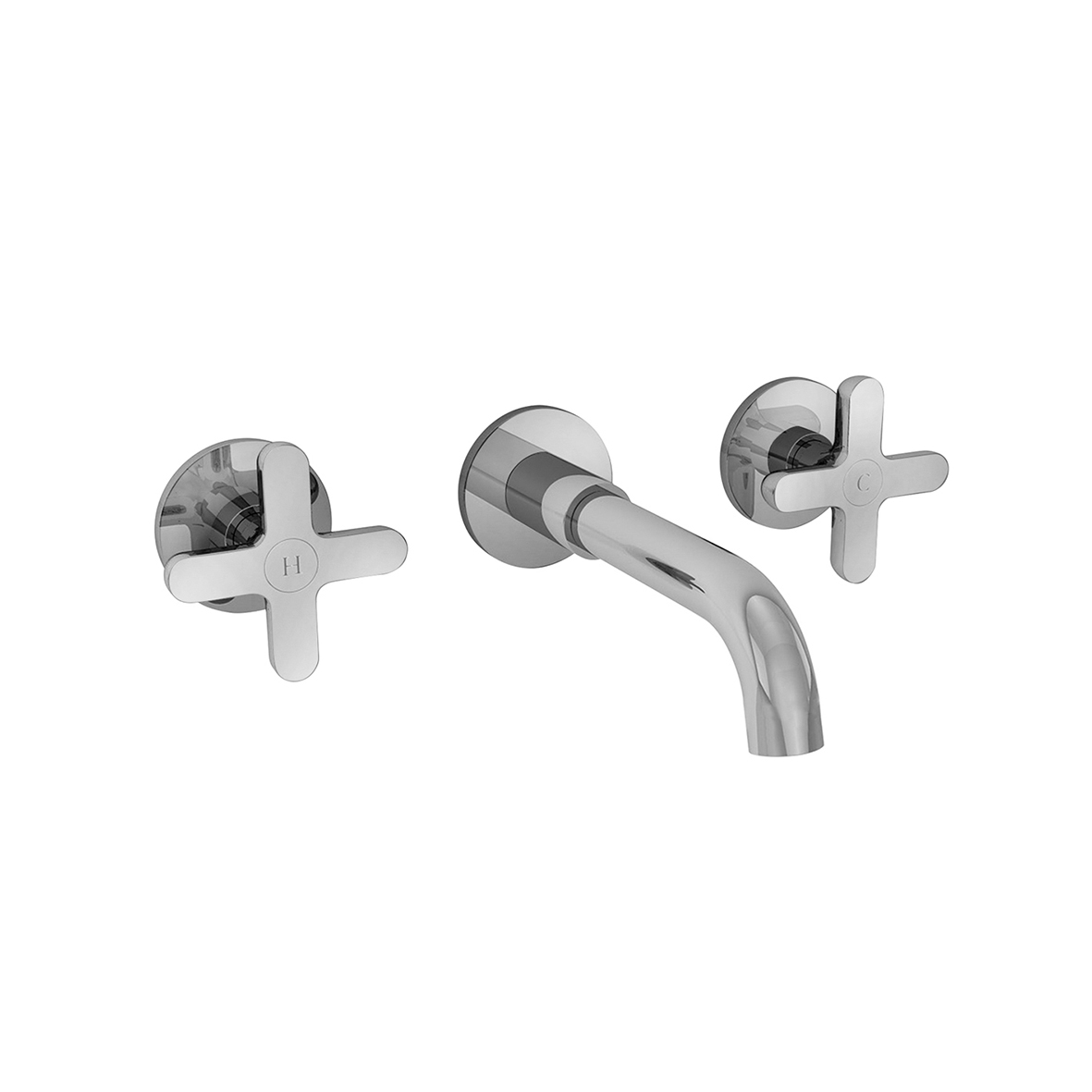 R010B+R010A  Смеситель из стены для раковинывылет 15 см ручки ограничитель потока воды до 5 л/мин при 3 бар картридж керамический 90° впуски 1/2'' без донного клапана Fantini Rubinetti ICONA CLASSIC