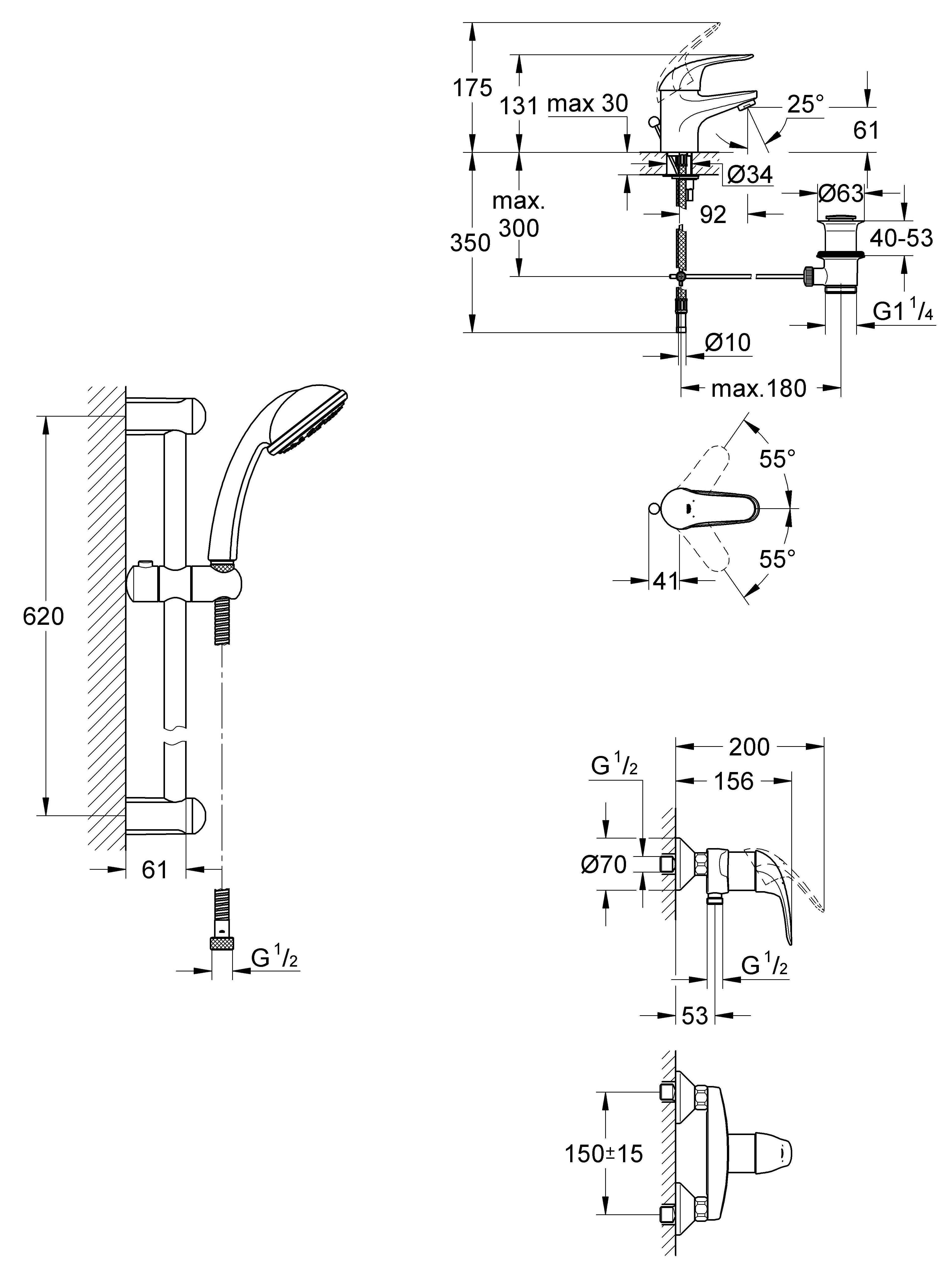116935 Набор смесителей Grohe Euroeco хром - Вид №3