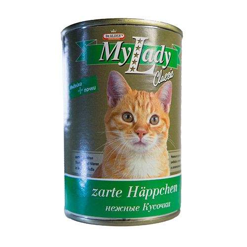 ПР0037897 Корм для кошек My Lady Classic кусочки в соусе, индейка, почки конс. 415г Dr. ALDER`s 