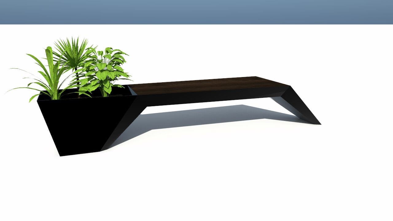 Скамейка из дерева и листового металла со встроенной плантатором без спинки CITYSì URBAN ARCH-00044158 - Вид №12