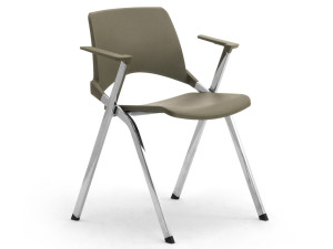 Стул из хромированной стали и полипропилена с подлокотниками