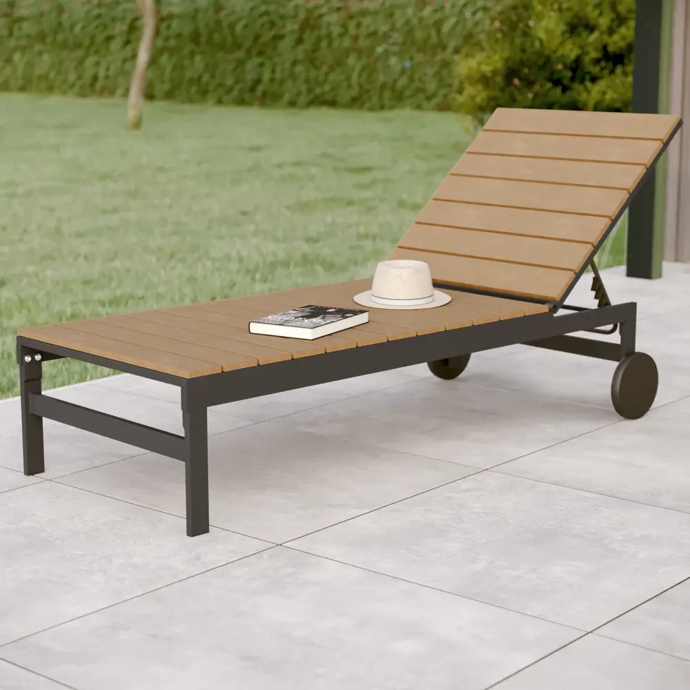 Шезлонг Naterial Clara 74x195x36.5 см алюминий/фанера цвет бежевый STLM-2174062 - Вид №11