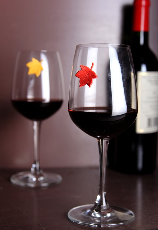 Маркеры для бокалов разноцветные 6 штук Leaf My Glass QUALY ДИЗАЙНЕРСКИЕ 00-3869941 Желтый;зеленый;красный;разноцветный  - Вид №2