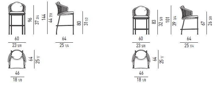 Высокий стул со спинкой на открытом воздухе Minotti Aston Cord Outdoor ARCH-00137903 - Вид №2