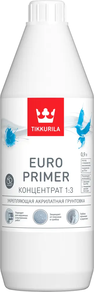 Tikkurila Euro Primer — универсальная грунтовка-концентрат для внутренних и фасадных работ 82115720