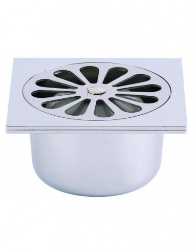 462100 000 00  Напольный трап для душевой кабины, диаметр решетки 85 мм, выход вертикальный, пластик и нержавеющая сталь Valentin Хром  - Вид №1