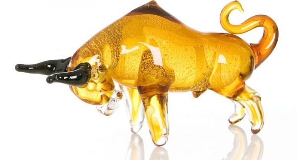 77978 Casablanca, стеклянная скульптура "Бык", цвет янтарный Santreyd 