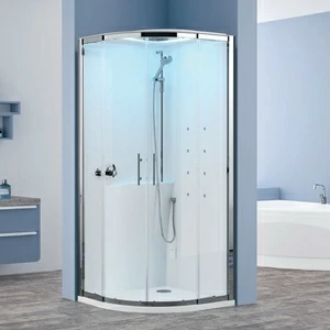 Novellini. Душевая кабина 90x90 R90 HYDROMASSAGE с низким душевым поддоном, без крыши EON
