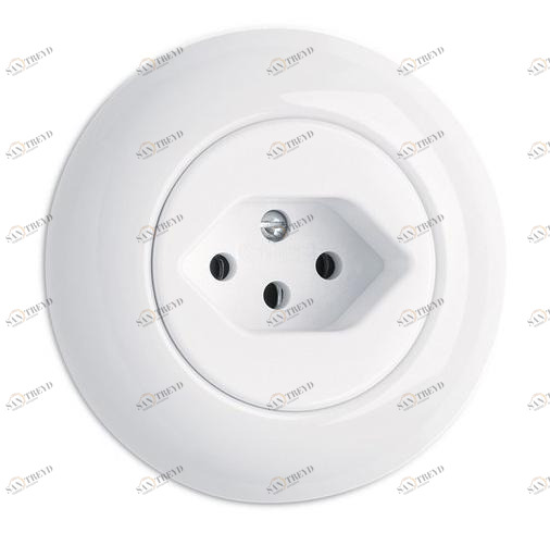 THPG Швейцарская одинарная розетка из фарфора  100873 