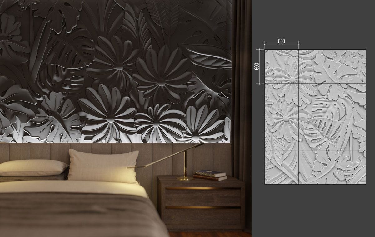 Трехмерная декоративная гипсовая панель WallDeco GREENS ARCH-00105830 - Вид №2