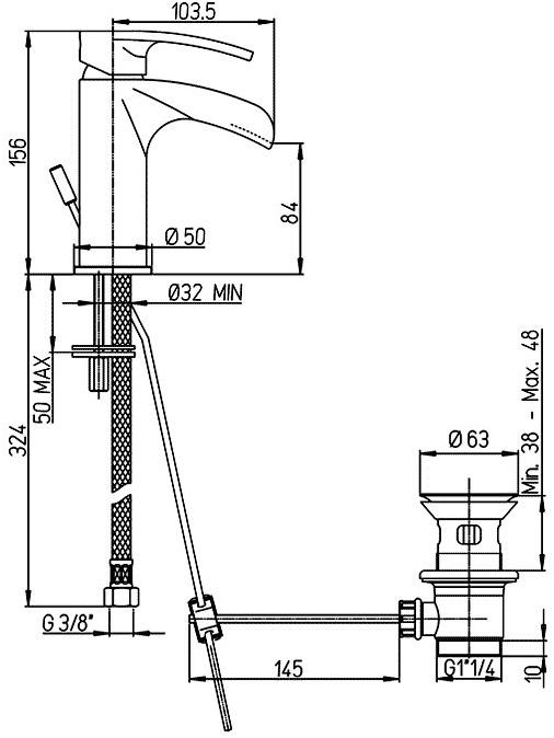 Paini Ovo 86CR211WFSKM смеситель для раковины с донным клапаном - Вид №1